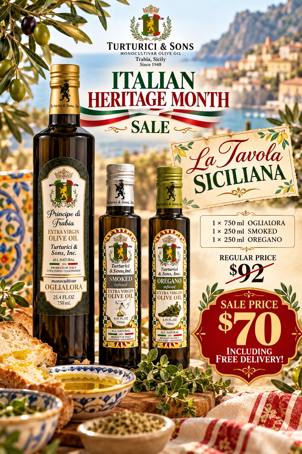 La Tavola Siciliana: Oglialora, Smoked & Oregano Olive Oils