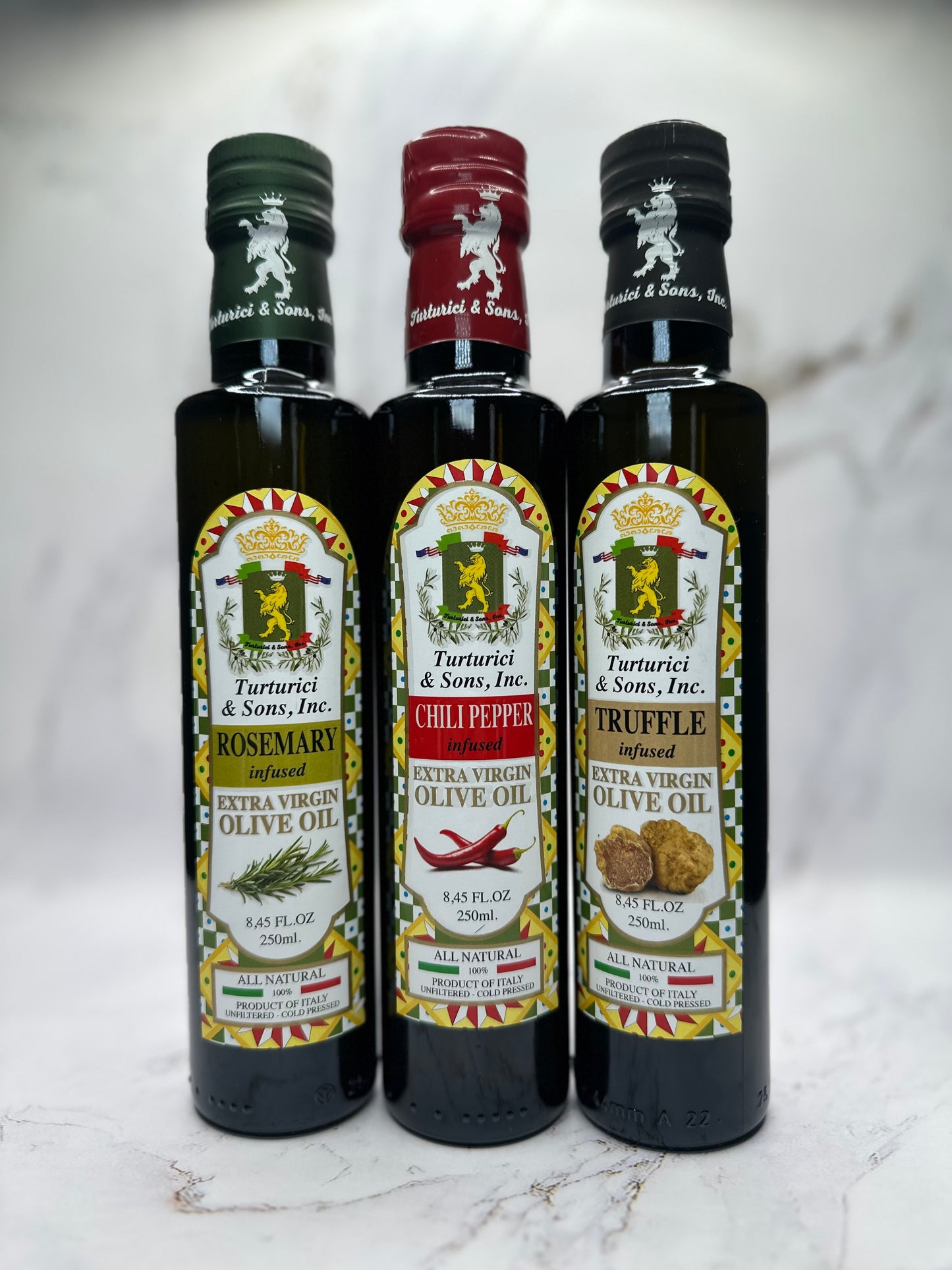 TRIS VARIETY PACK: Profumi Delle Stagioni INVERNO: Infused Olive Oils: Rosemary, Chili Pepper, Truffle