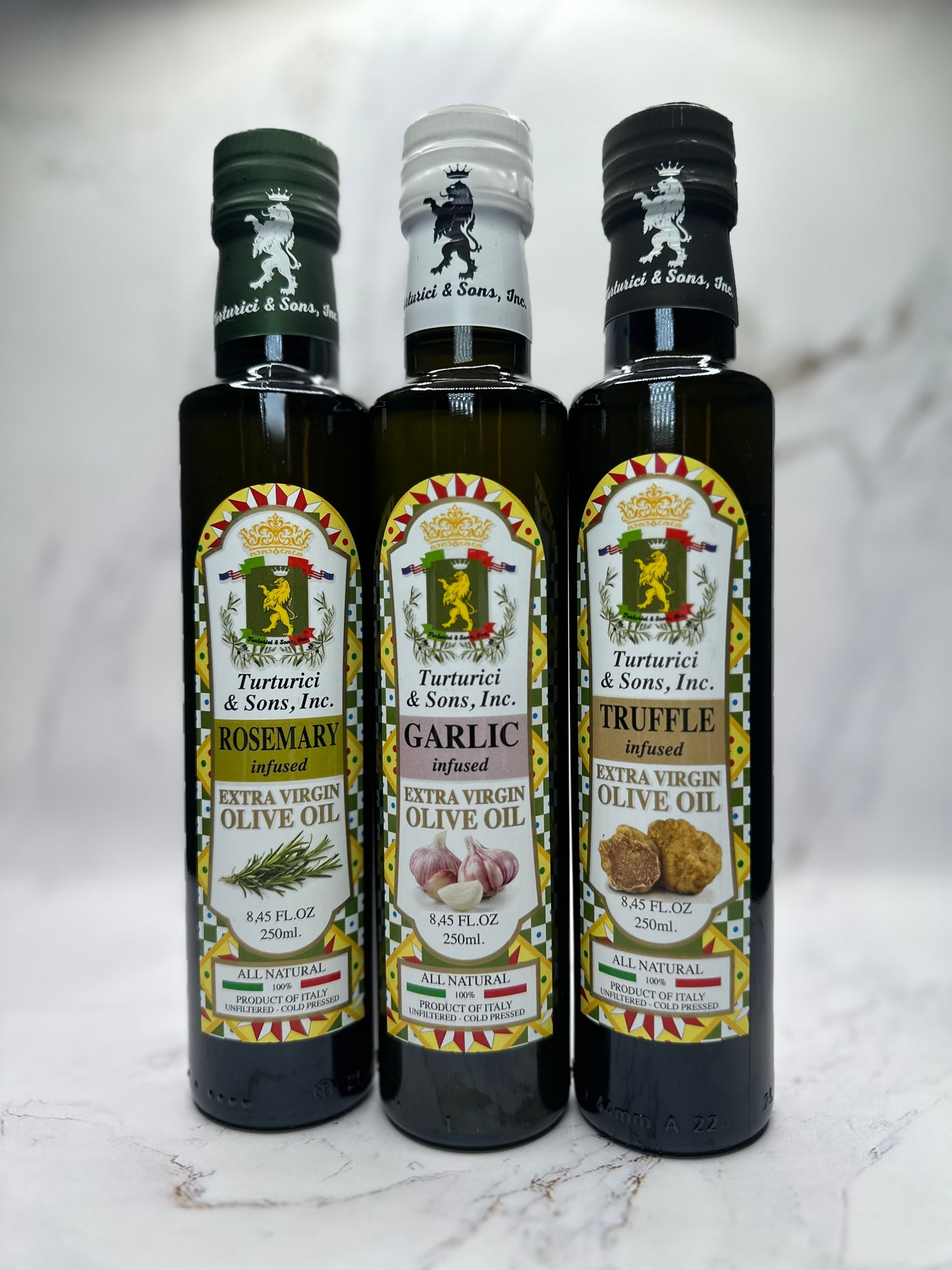 TRIS Variety Pack: Profumi delle Stagioni Infused Olive Oils: AUTUNNO: Rosemary, Garlic, Truffle