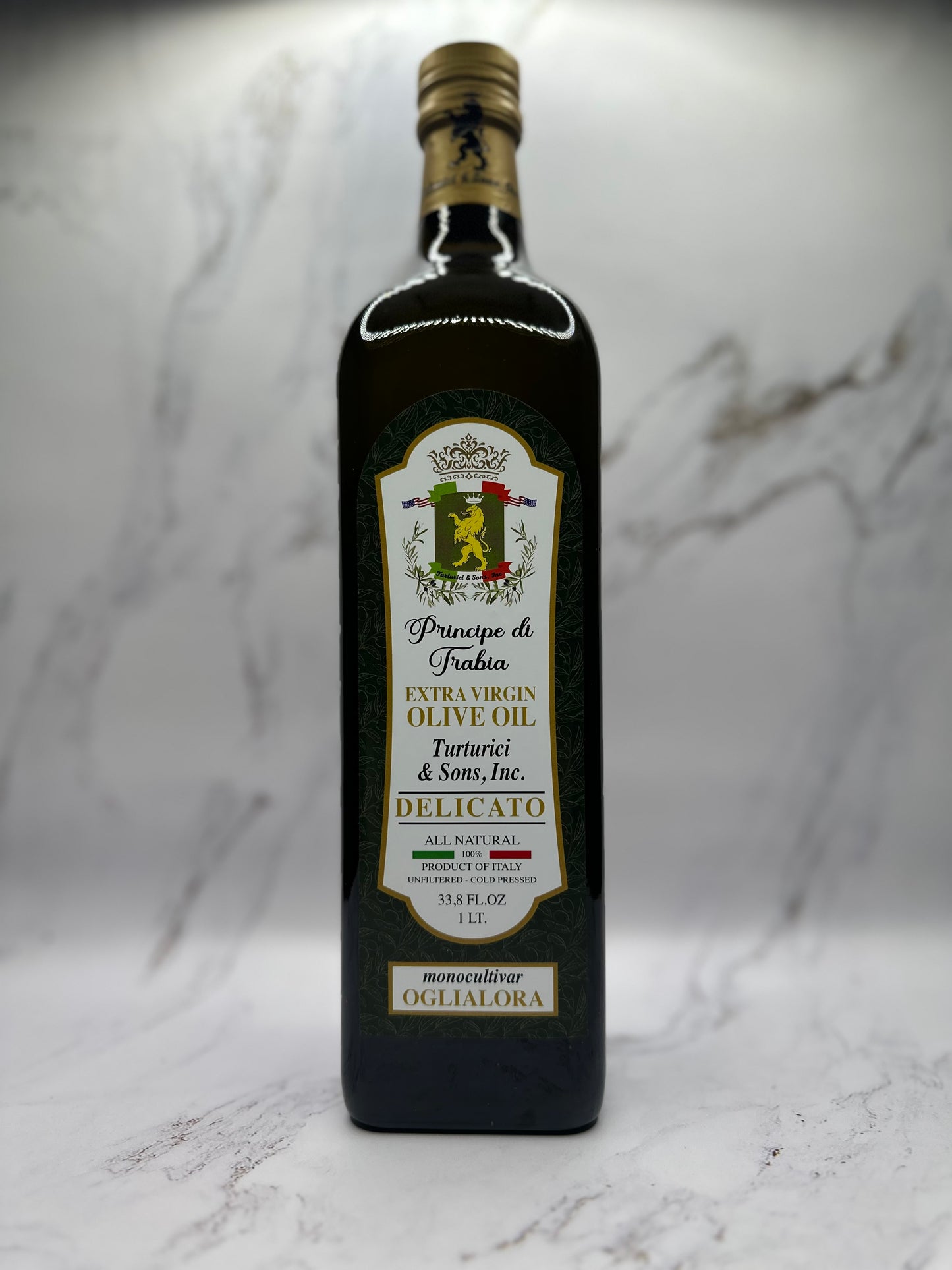 PRINCIPE DI TRABIA: Monocultivar Oglialora Extra Virgin Olive Oil: Delicato (1 Liter)