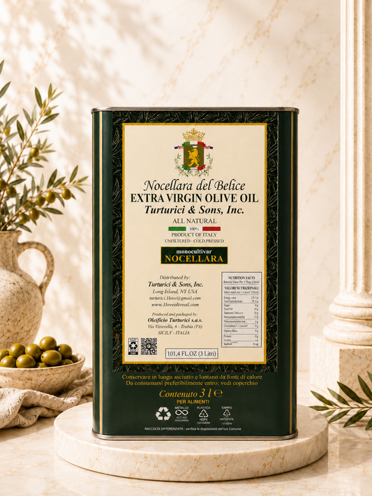 Nocellara del Belice Extra Virgin Olive Oil 3L Aluminum Can