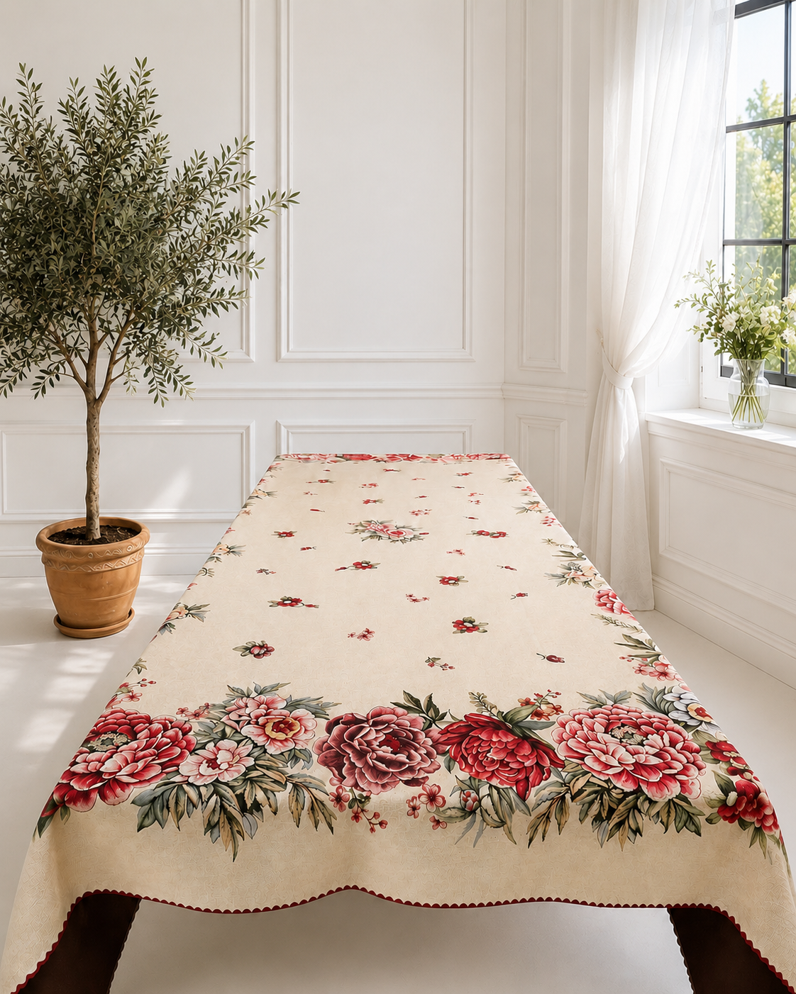 Sicilian Tapestry Tablecloth: Rose