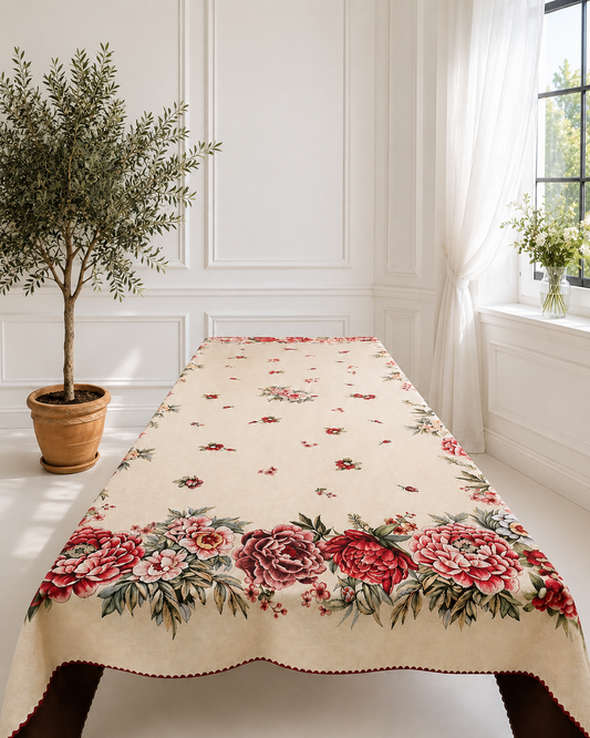 Sicilian Tapestry Tablecloth: Rose