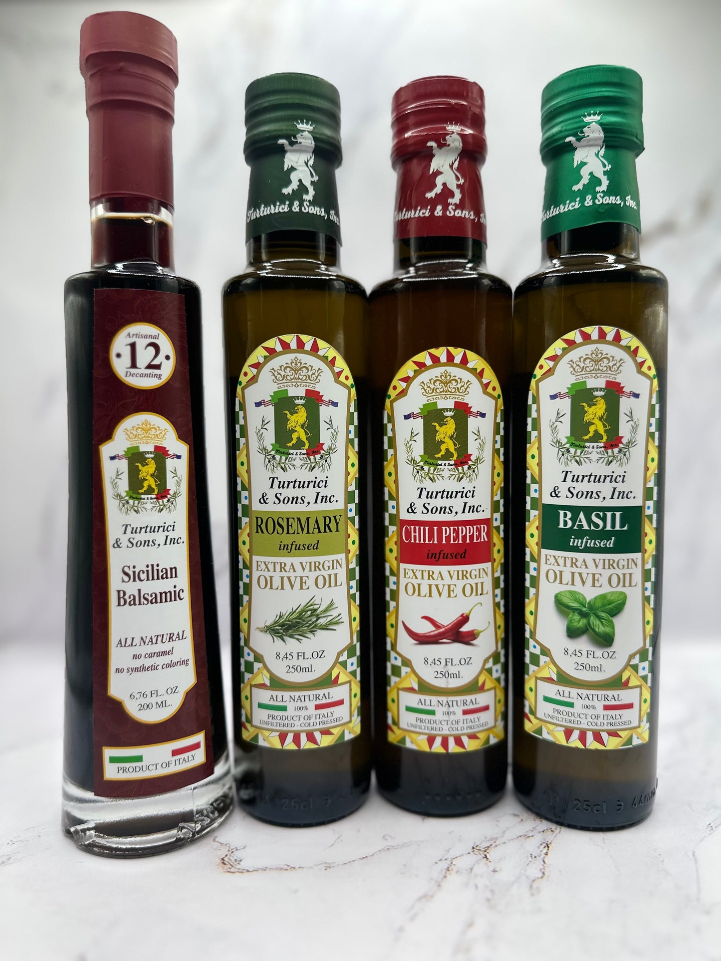 Sicilian Quartet: 12-Year Balsamic, Rosemary, Chili Pepper, Basil