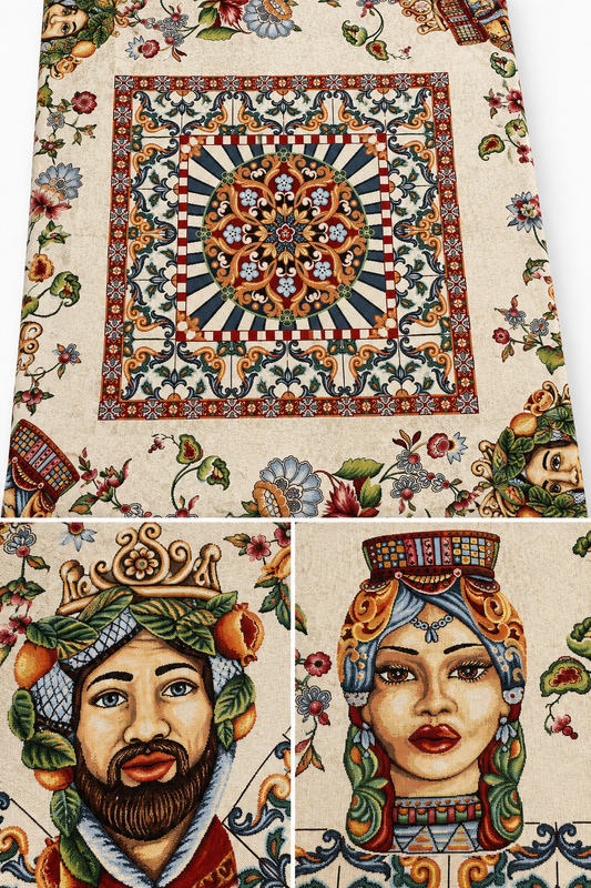 Sicilian Tapestry Tablecloth: Testa di Moro 1