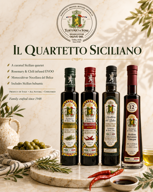 Il Quartetto Siciliano: Rosemary, Chili, Nocellara & 12x Decanted Balsamic