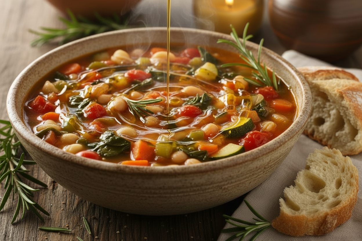 minestrone soup with alot of rosemary oil
