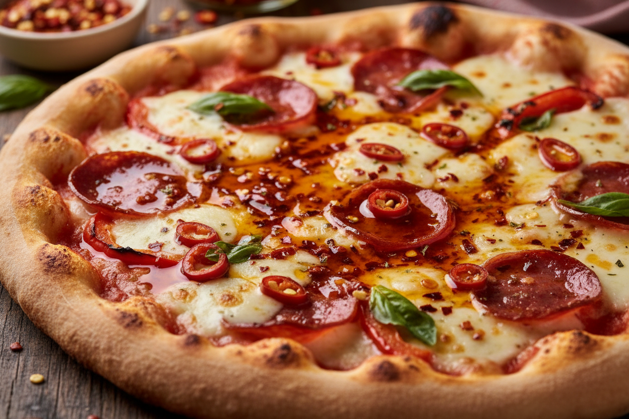 pizza with chili olive oil